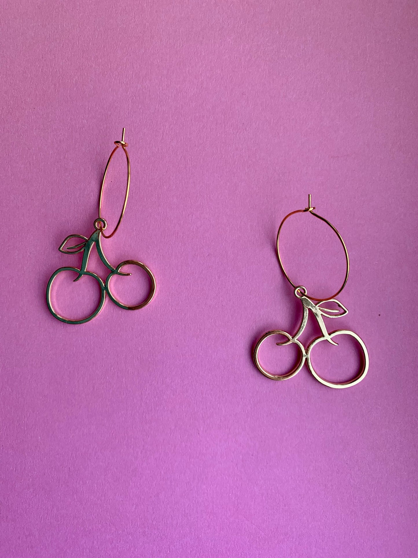 Gold Cherry Outline Earrings