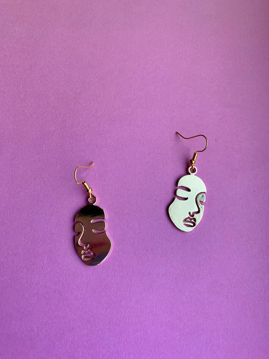 Gold Face Earrings