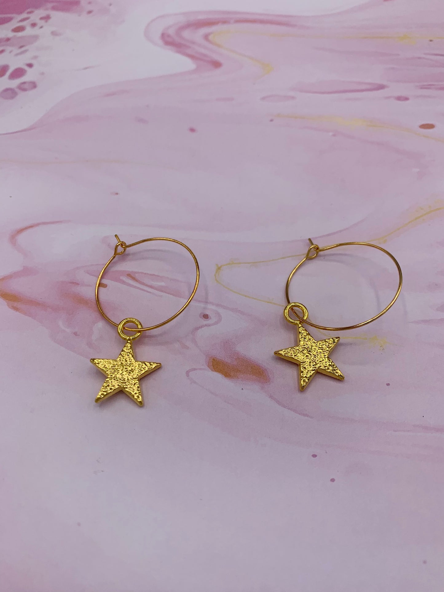 Star Gold Textured Earrings
