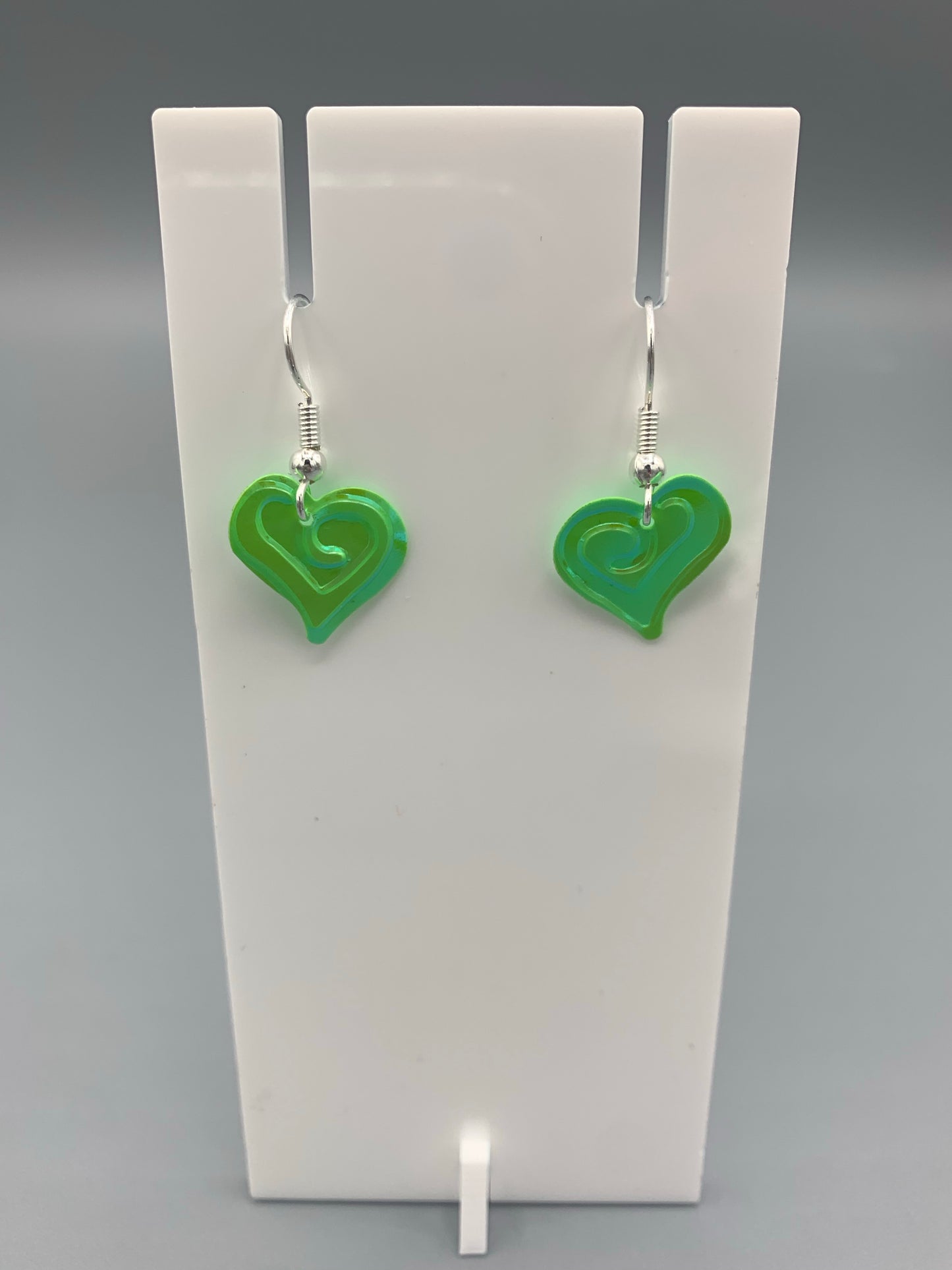 Pastel Green Heart Sequin Earrings