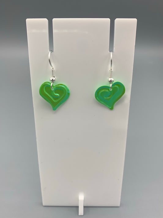 Pastel Green Heart Sequin Earrings