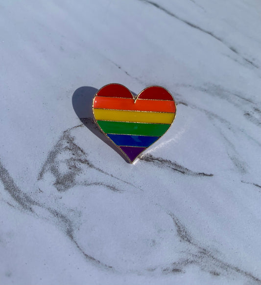 Rainbow Heart Pin Badge
