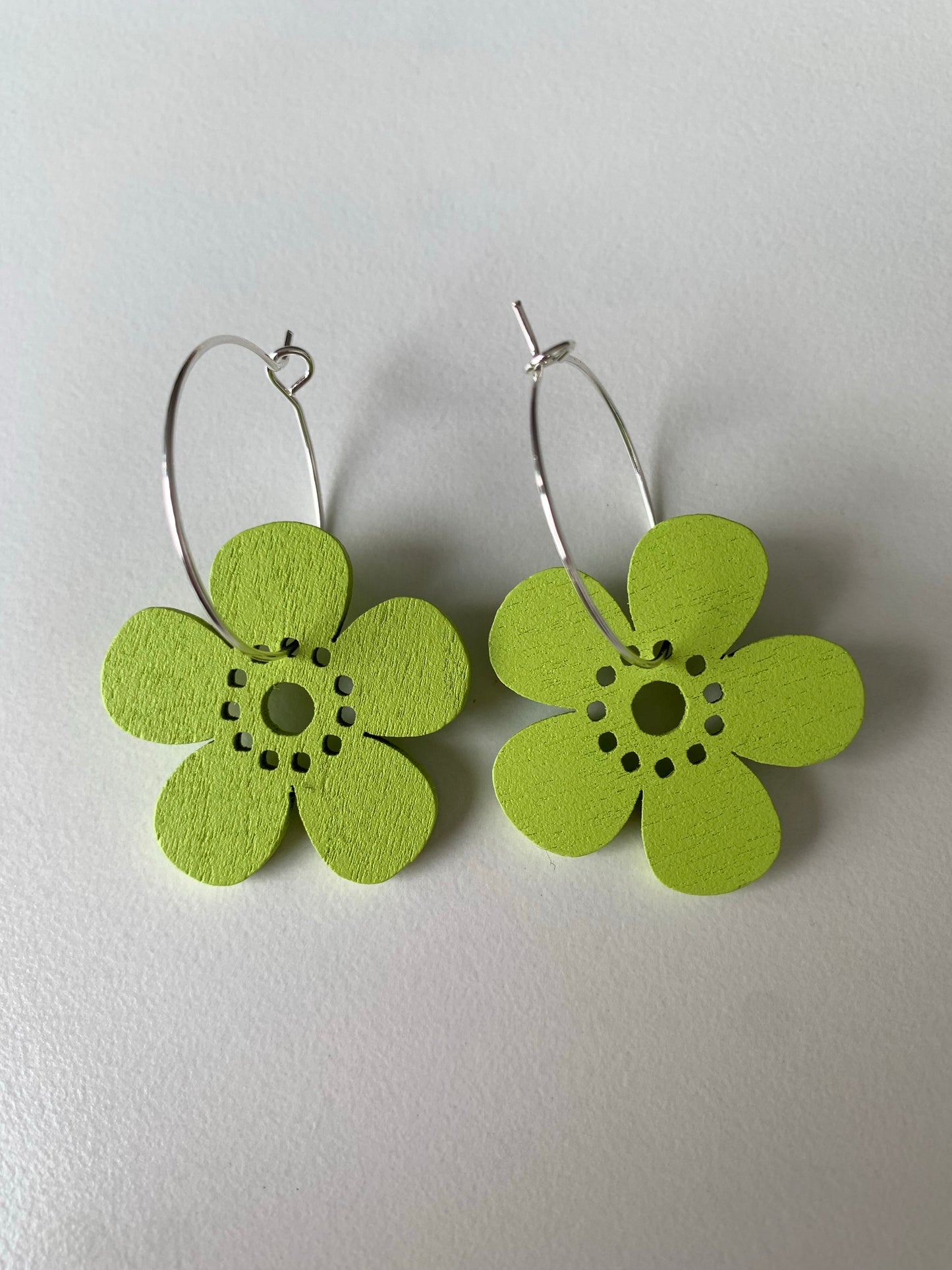 Wooden Flower Hoop Earrings