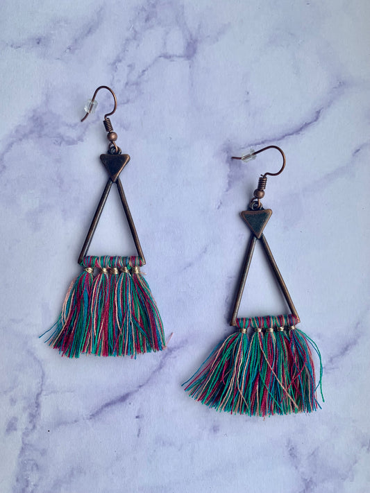 Long Triangle Tassel Earrings