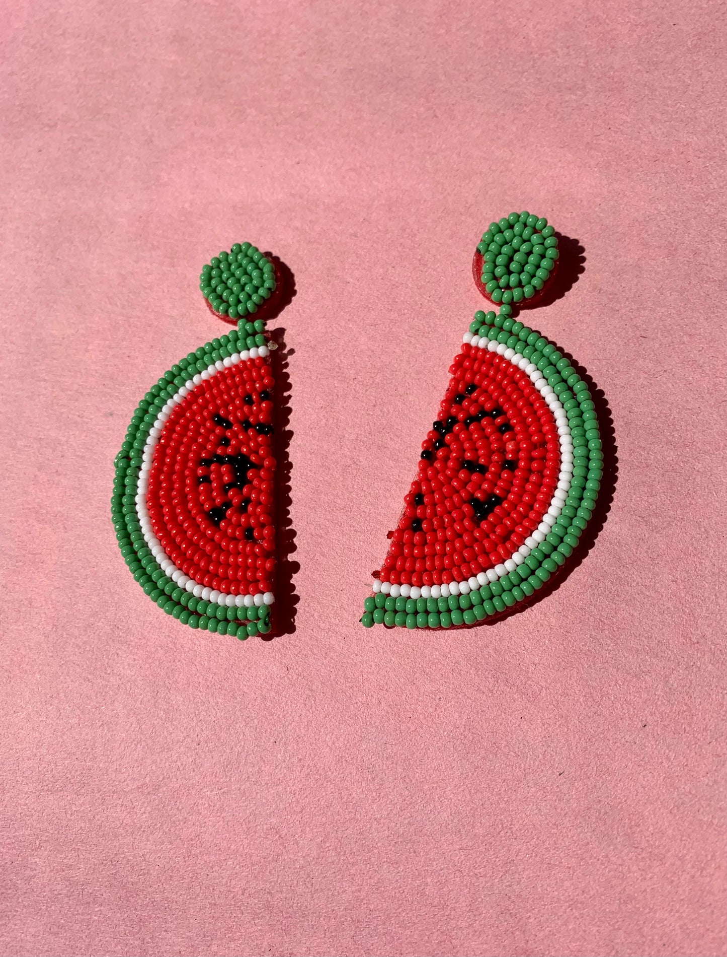 Watermelon Slice Bead Earrings
