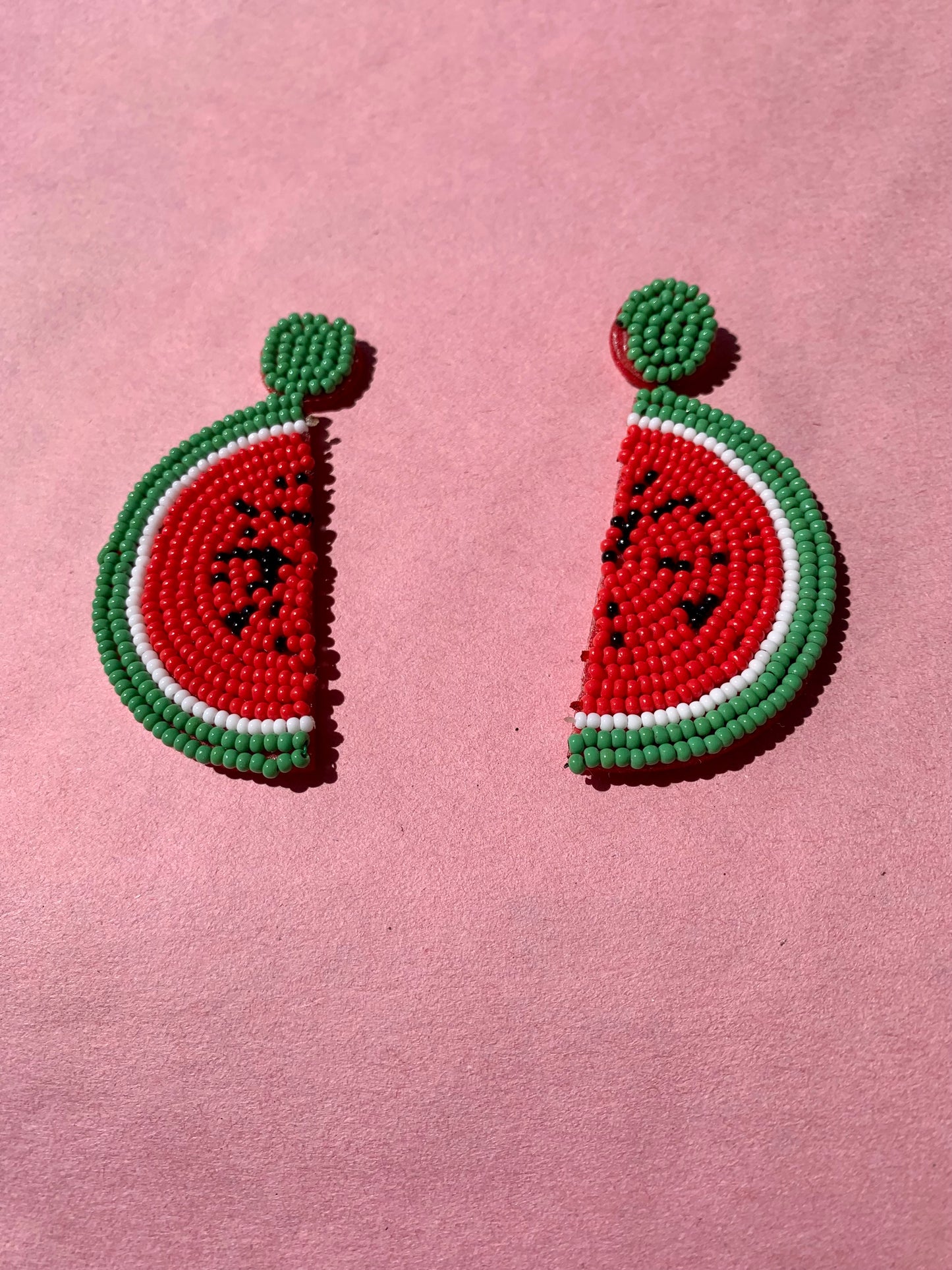 Watermelon Slice Bead Earrings