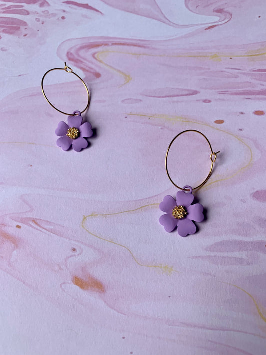 Pastel Purple Flower Earrings