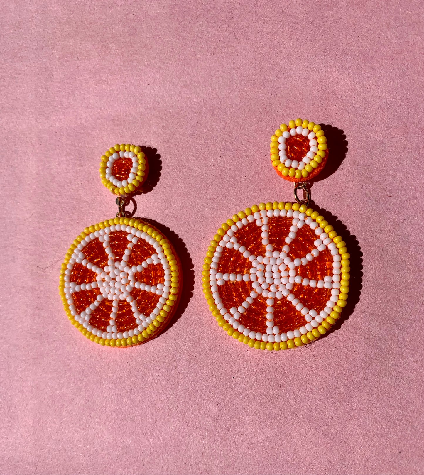 Orange Slice Beaded Earrings