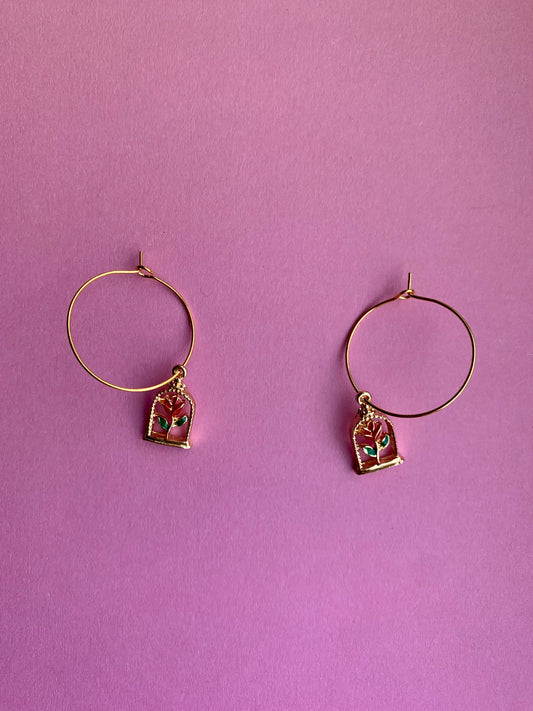 Red Rose Earrings