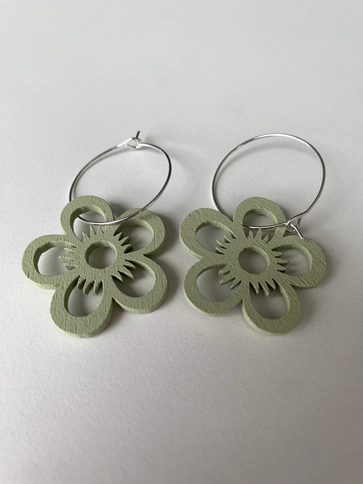 Wooden Flower Outline Earrings