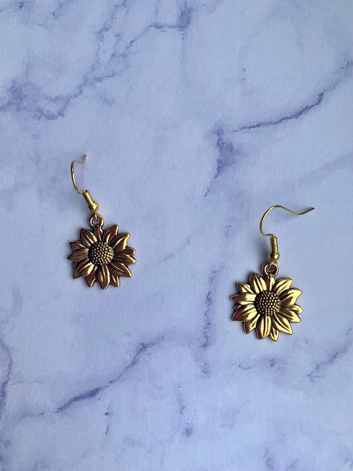 Gold Sunflower Earrings
