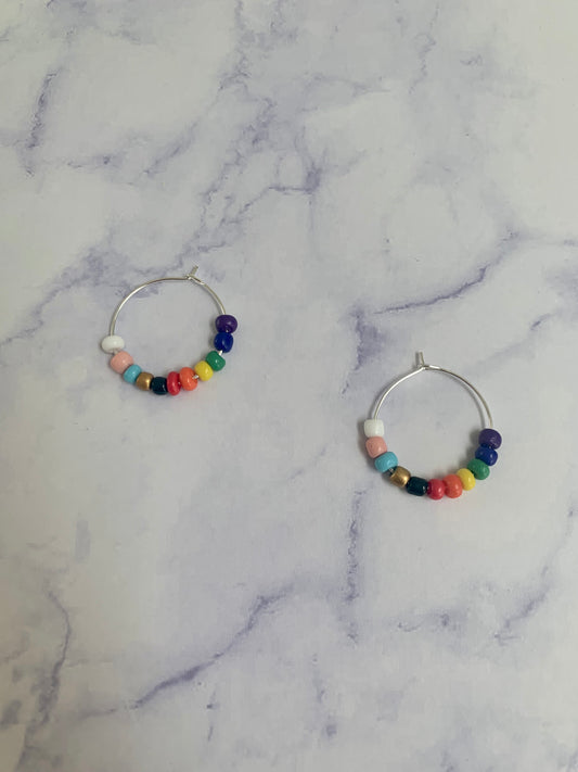 Progress Pride Bead Hoop Earrings