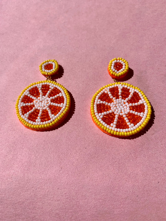 Orange Slice Beaded Earrings