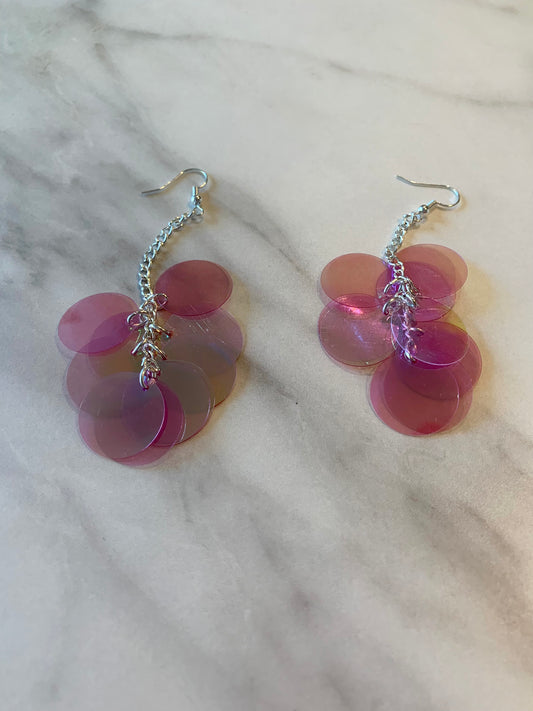 Pink Sequin Dangle Earrings