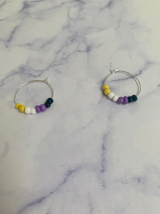 Non-Binary Bead Hoop Earrings