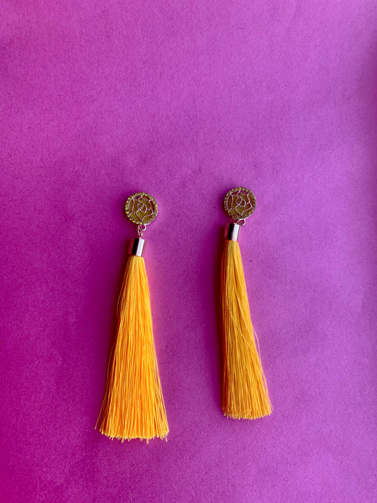 Yellow Long Tassel Earrings