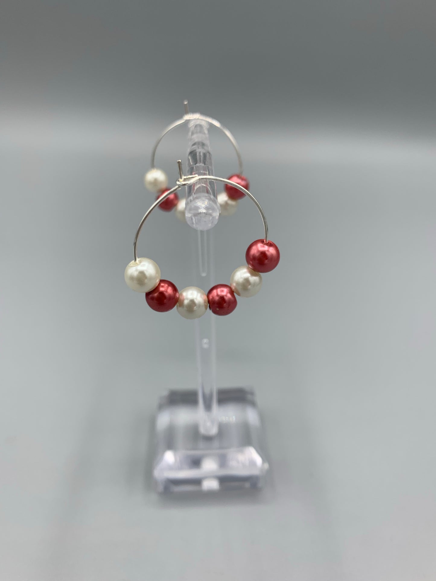 Beaded Christmas Hoop Earrings